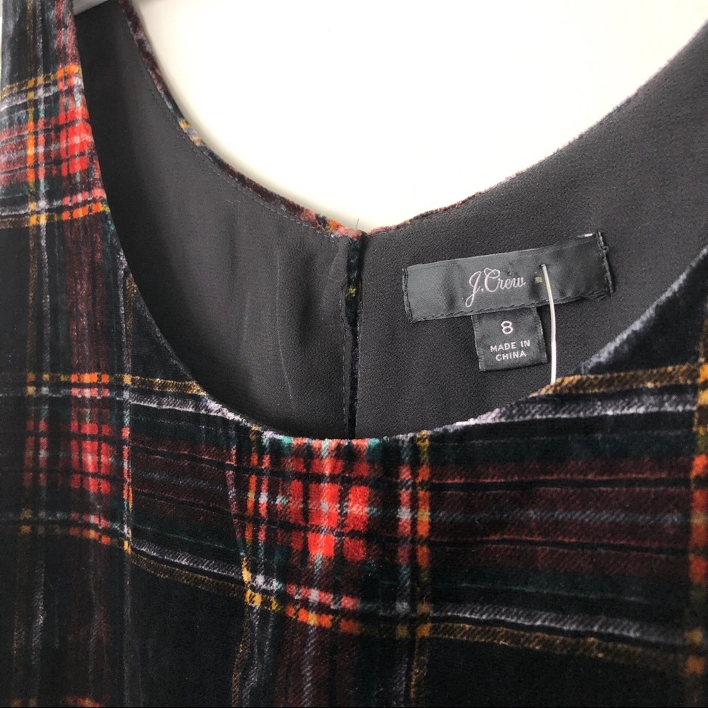 J. CREW Women’s Black Red Velvet Tank Top Size 8 Stewart Tartan Sleeveless - Picture 12 of 15